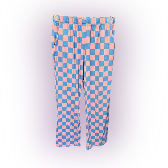 Pink and Blue Checkered Wide Leg Pants - Picture 4 of 5